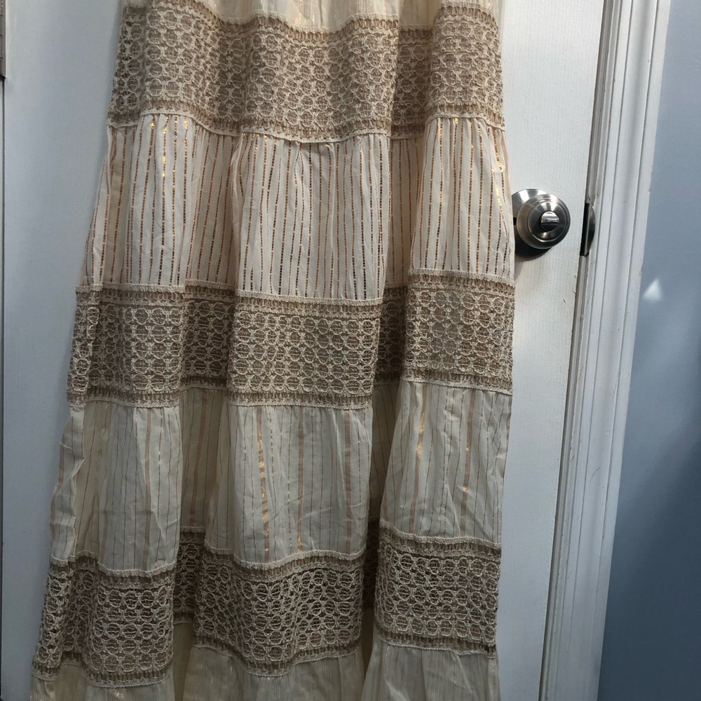 Dress Nado NWT Lined Medium dress Cream Brown Maxi Dress Boho Cotton - Picture 14 of 16